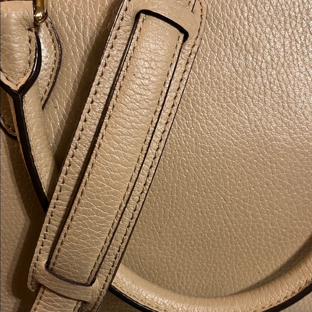 MCM Beige Leather Satchel with Gold Accents - Picture 12 of 16